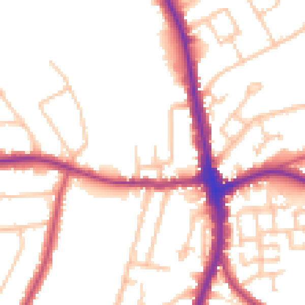 Daytime road noise heatmap for N20 9LH