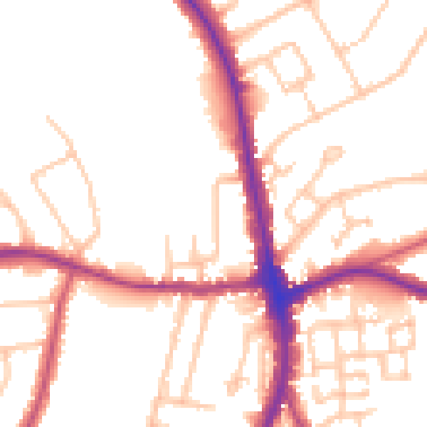 Daytime road noise heatmap for N20 9LL