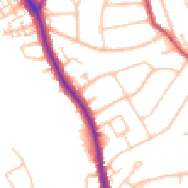Daytime road noise heatmap for N20 9QE