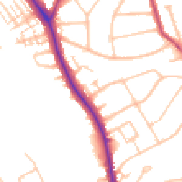 Daytime road noise heatmap for N20 9QG