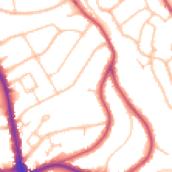 Daytime road noise heatmap for N20 9RP