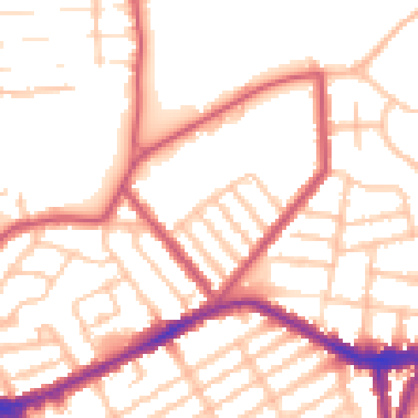 Daytime road noise heatmap for N22 5BT