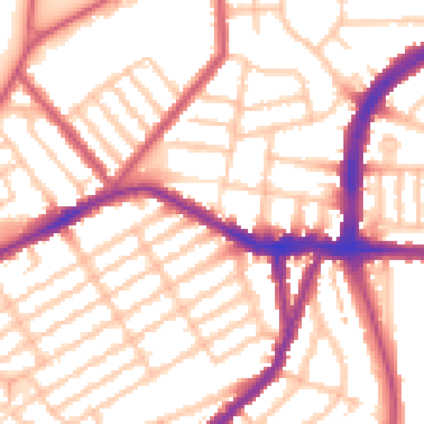 Daytime road noise heatmap for N22 5BY