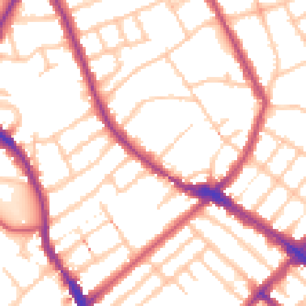 Daytime road noise heatmap for N4 4AT