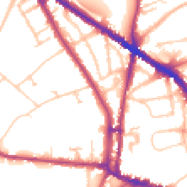 Daytime road noise heatmap for N6 4AB