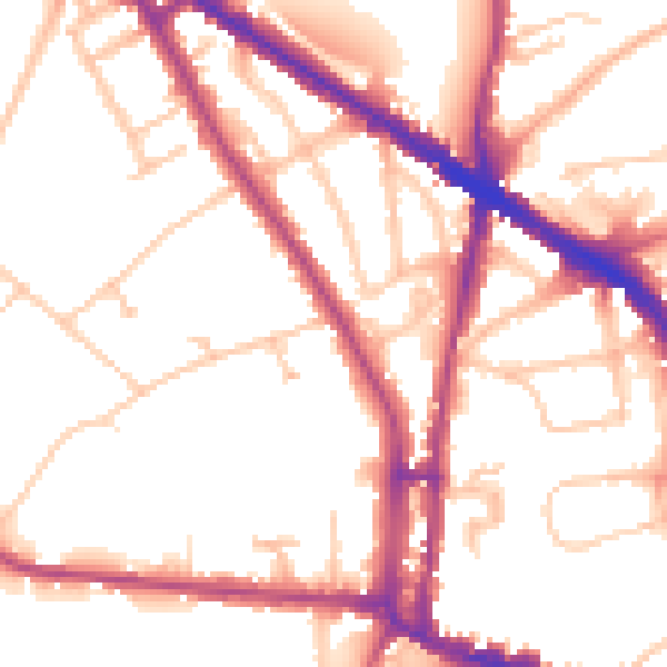 Daytime road noise heatmap for N6 4AD