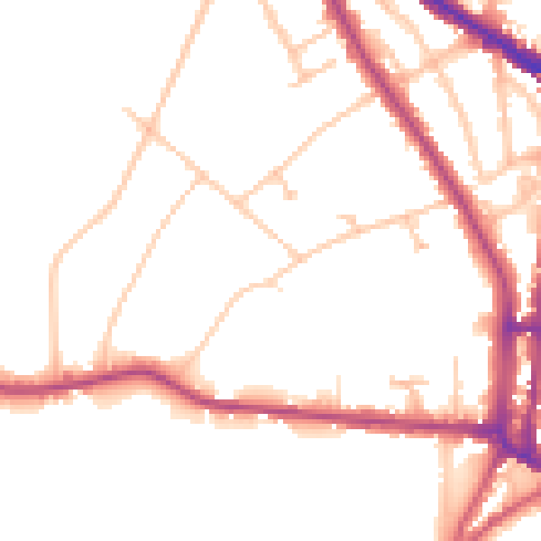 Daytime road noise heatmap for N6 4AG