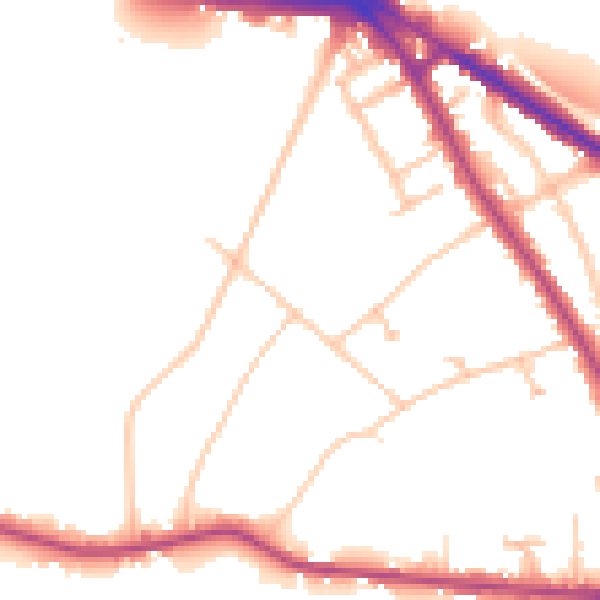 Daytime road noise heatmap for N6 4AJ