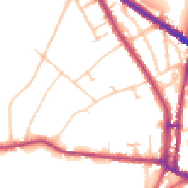 Daytime road noise heatmap for N6 4AL