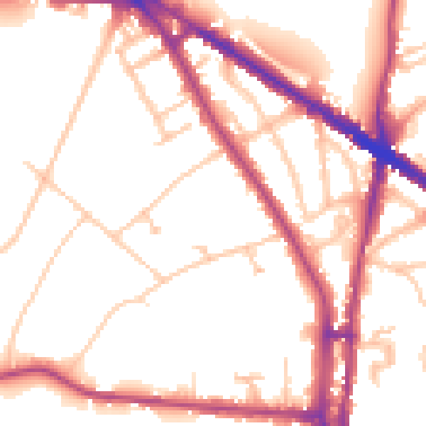 Daytime road noise heatmap for N6 4AP