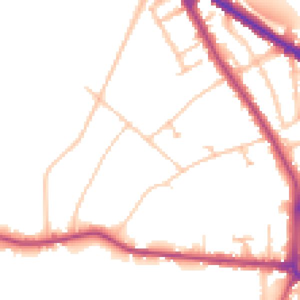 Daytime road noise heatmap for N6 4AQ