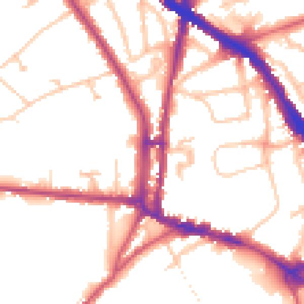 Daytime road noise heatmap for N6 4AX