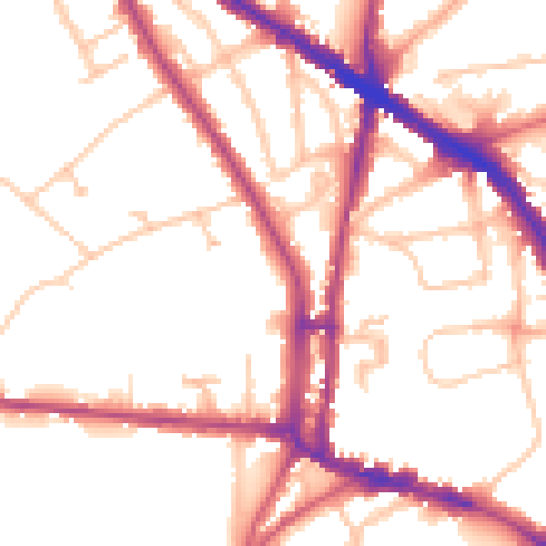 Daytime road noise heatmap for N6 4AZ
