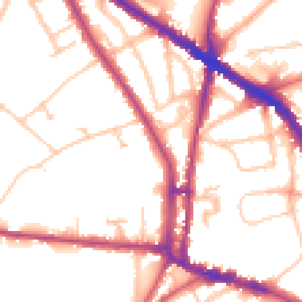 Daytime road noise heatmap for N6 4BA