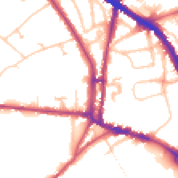 Daytime road noise heatmap for N6 4BE