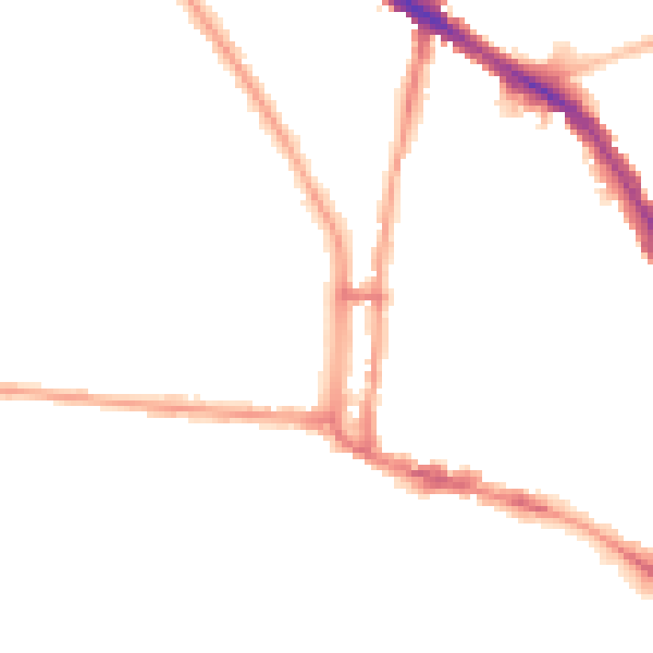 Night-time road noise heatmap for N6 4BE
