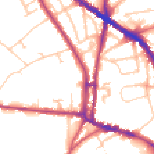 Daytime road noise heatmap for N6 4BJ