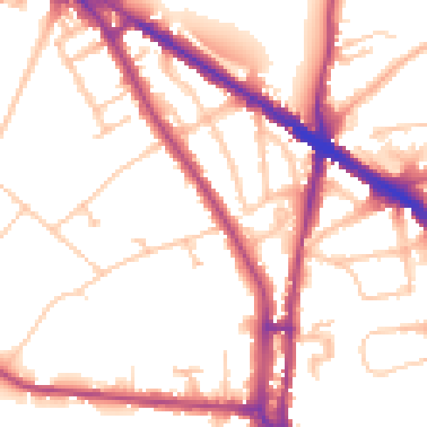Daytime road noise heatmap for N6 4BT