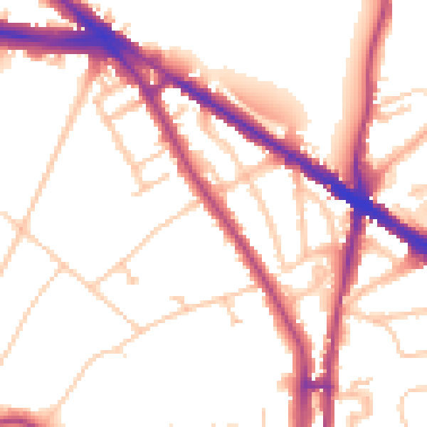 Daytime road noise heatmap for N6 4BX