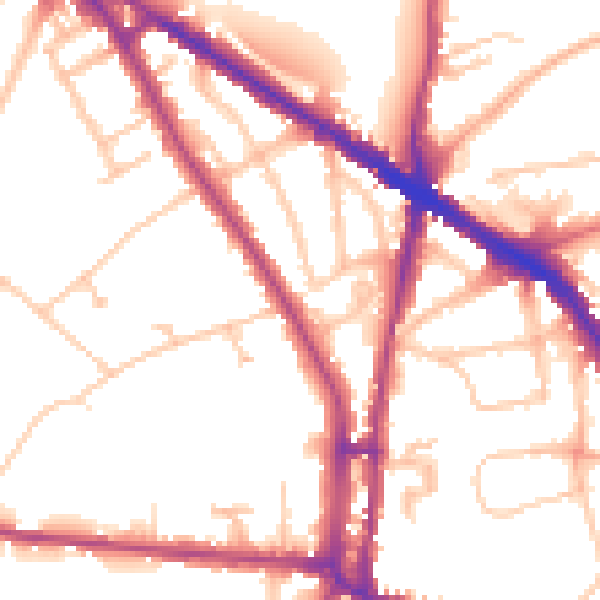 Daytime road noise heatmap for N6 4BY
