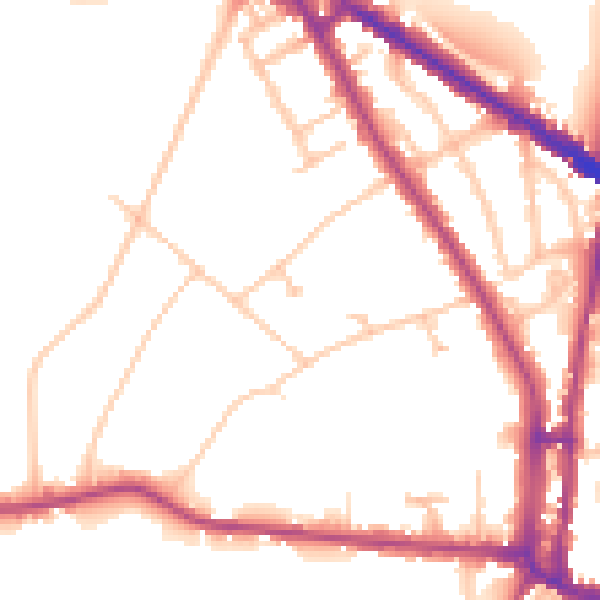 Daytime road noise heatmap for N6 4DD