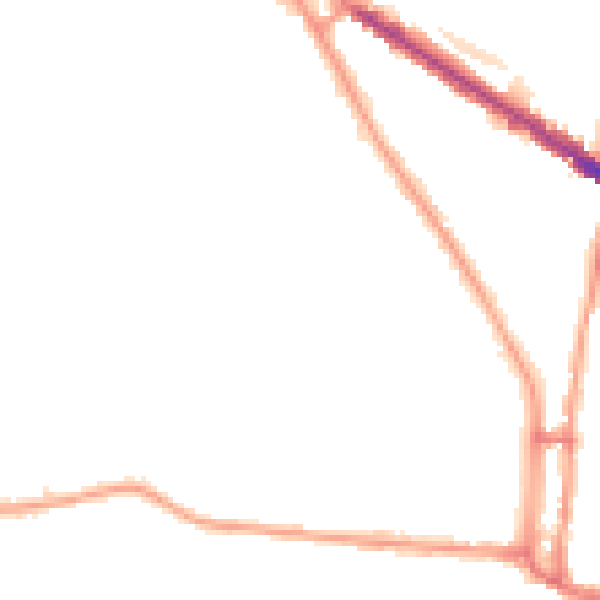 Night-time road noise heatmap for N6 4DD