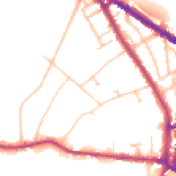 Daytime road noise heatmap for N6 4DE