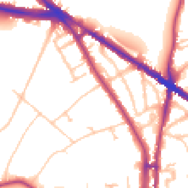 Daytime road noise heatmap for N6 4DG