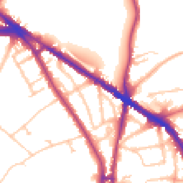 Daytime road noise heatmap for N6 4DH