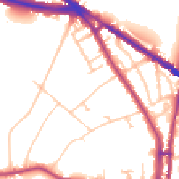 Daytime road noise heatmap for N6 4DJ