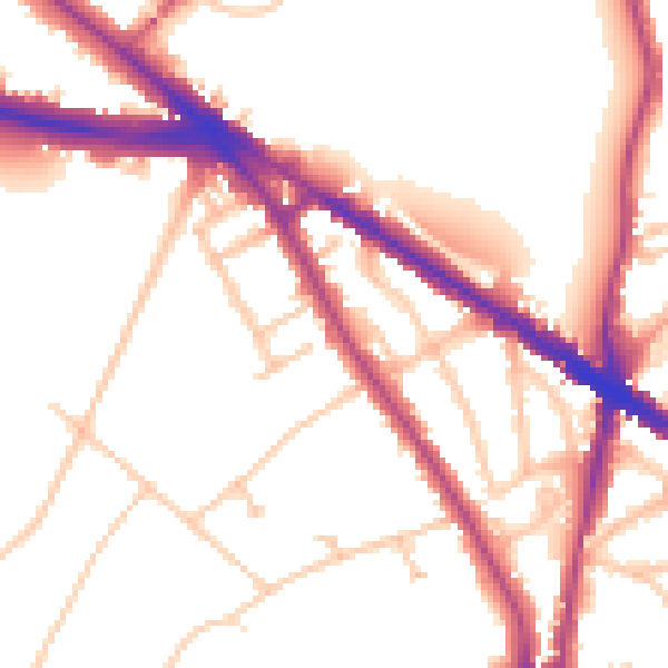 Daytime road noise heatmap for N6 4DP