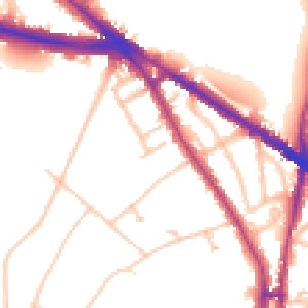 Daytime road noise heatmap for N6 4DT