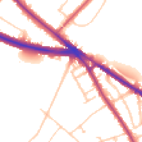 Daytime road noise heatmap for N6 4DX
