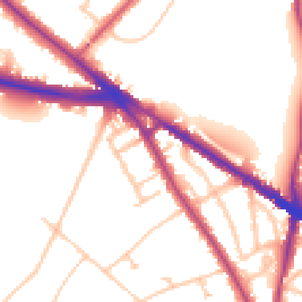 Daytime road noise heatmap for N6 4ED