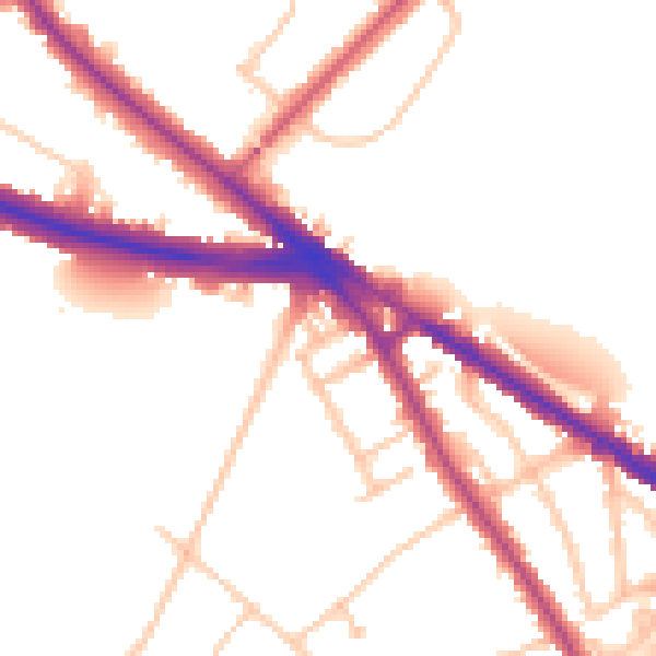 Daytime road noise heatmap for N6 4EG