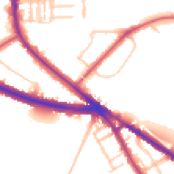 Daytime road noise heatmap for N6 4LY