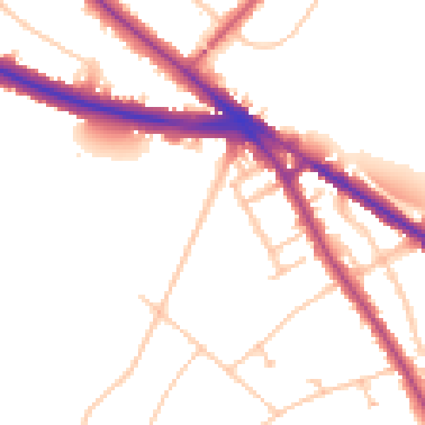 Daytime road noise heatmap for N6 4NB