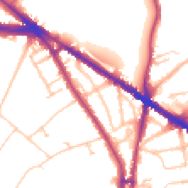 Daytime road noise heatmap for N6 4QH