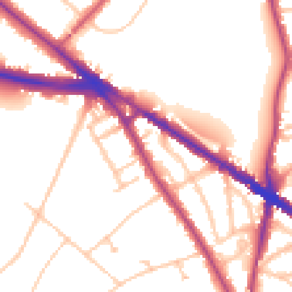 Daytime road noise heatmap for N6 4RP