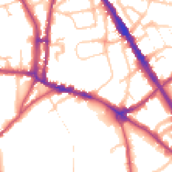 Daytime road noise heatmap for N6 5JQ
