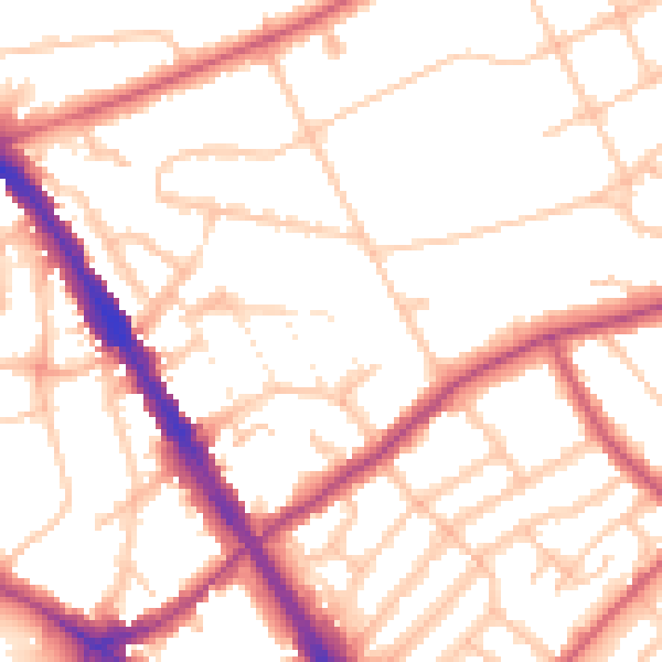 Daytime road noise heatmap for N6 5QB