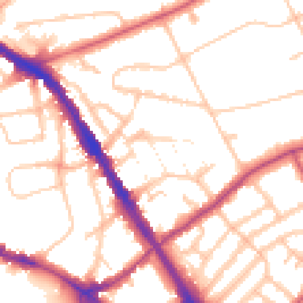 Daytime road noise heatmap for N6 5QF