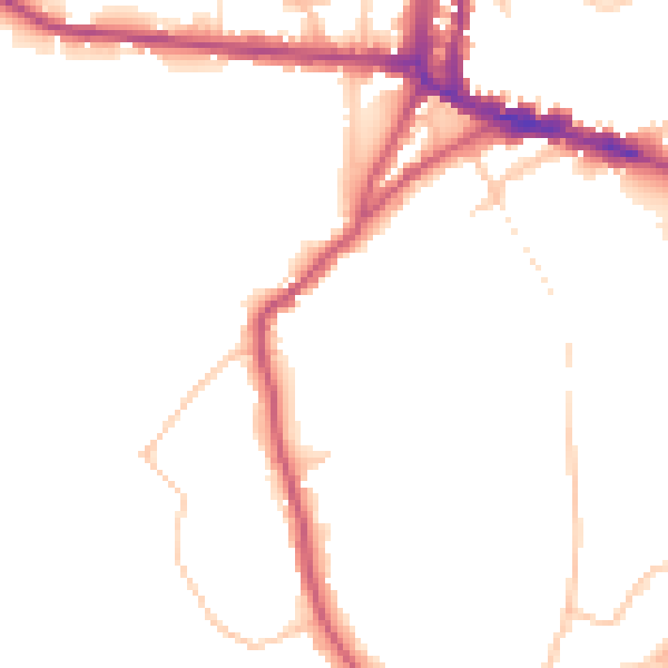 Daytime road noise heatmap for N6 6AA