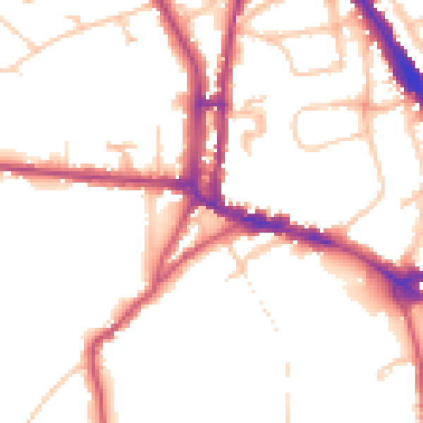 Daytime road noise heatmap for N6 6BA