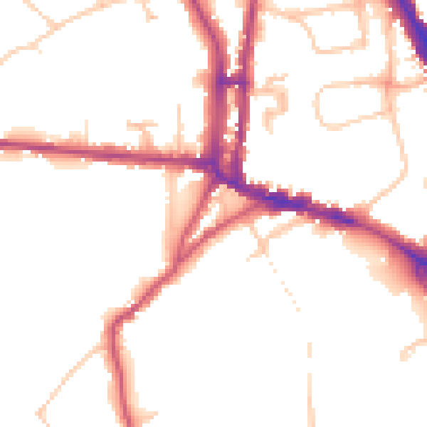Daytime road noise heatmap for N6 6BT