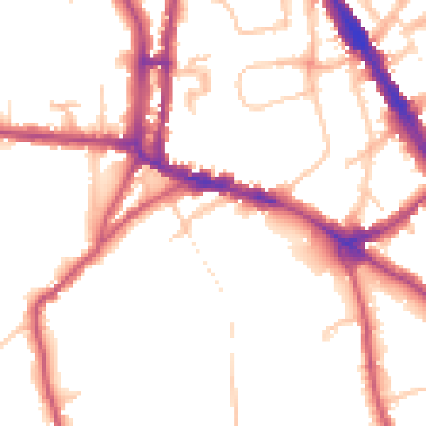 Daytime road noise heatmap for N6 6DD