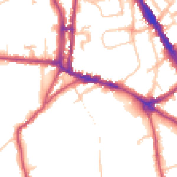 Daytime road noise heatmap for N6 6DJ