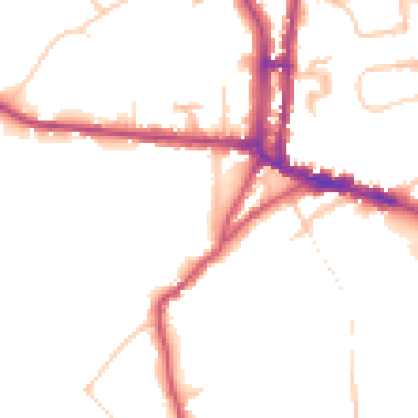 Daytime road noise heatmap for N6 6JU