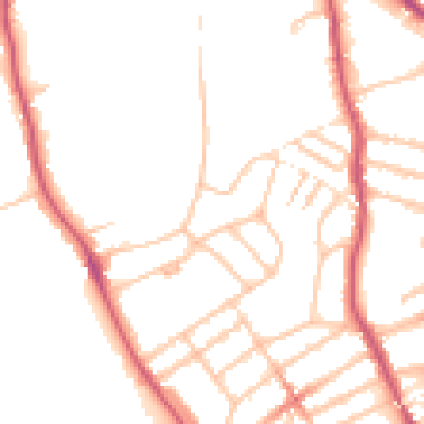 Daytime road noise heatmap for N6 6QJ