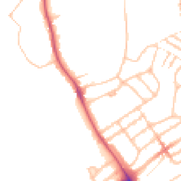 Daytime road noise heatmap for N6 6QS